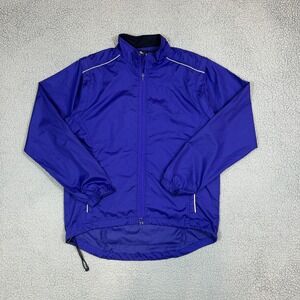 Canari Cycling Jacket Mens Large Blue Windbreaker Vented Convertible Sleeves